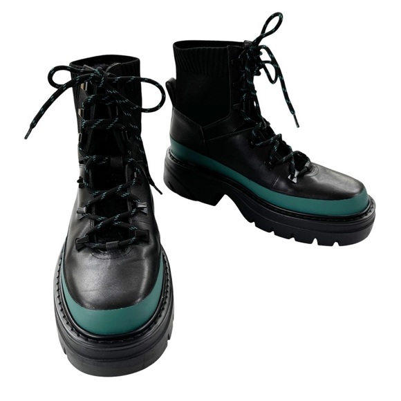 Marc Fisher Leather ML Izumi Combat Boot Real Sheepkin Fur Black Size 7 NWT - Picture 3 of 13